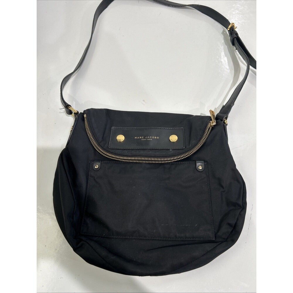 Marc Jacobs Preppy Nylon Natasha Black Crossbody Flap Bag Purse